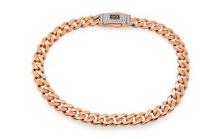 Monaco Chain bracelet Classic Plain Pavé lock Rose 6,5 mm IZ29437RNUSA