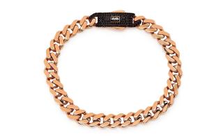 Monaco Chain bracelet Classic Plain Pavé lock Rose Black 8 mm IZ30147RBN