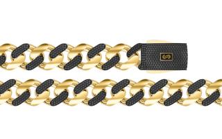 Monaco Chain Classic Alternate Pavé lock Black 8 mm IZ30156B