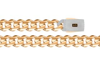 Monaco Chain Classic Alternate Pavé lock Rose 8 mm IZ30299RUSA