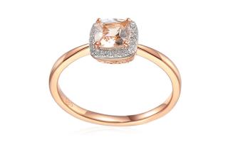 Morganitový prsteň s diamantmi z ružového zlata Elia IZBR728