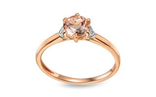 Morganitový prsteň z ružového zlata s diamantmi 0.010 ct IZBR894MHR