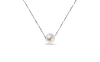 Náhrdelník ku krku v bielom zlate s perlou 6,5mm, 14K IZ27616A