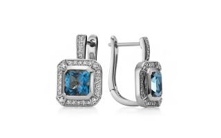 Náušnice s London blue topásom 3,79 ct Lyla, biele zlato KU1536AN