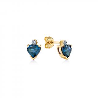 Náušnice s london blue topásovým srdcom Lylara KU3096