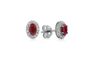 Náušnice s rubínmi 0,65ct a briliantmi Alma, biele zlato KU1484A