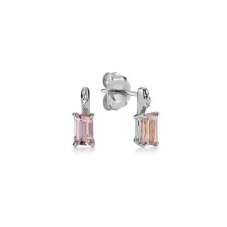 Nežné náušnice s diamantom a morganitom 0,52ct Boden, biele zlato KU1891A