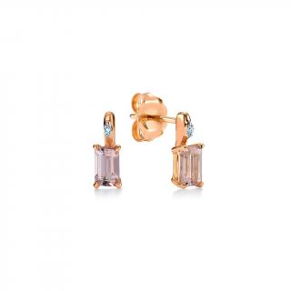 Nežné náušnice s diamantom a morganitom 0,57ct Boden, ružové zlato KU1891R