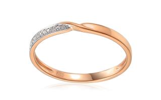 Nežný briliantový prsteň z ružového zlata, 14K IZBR640R