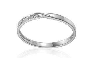 Nežný diamantový prsteň z bieleho zlata, 14K IZBR640A