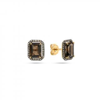 Obdĺžnikové náušnice s dymovým kvarcitom 2,95 ct KU2136