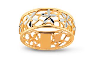 Originálny prsteň z kombinovaného zlata s kvetinovým vzorom IZ16331