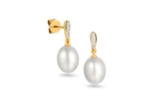 Perlové napichovacie náušnice s diamantmi 0,040 ct IZBR111N