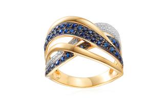 Pôsobivý zlatý zafírový prsteň s diamantmi IZBR648