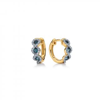 Pôvabné diamantové náušnice krúžky s London Blue topásom 0,30ct KU2134
