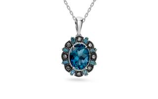 Prívesok s London blue topásom a diamantmi v bielom zlate KU1655AP