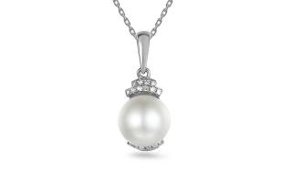 Prívesok z bieleho zlata s perlou a diamantmi 0.060 ct IZBR823AP