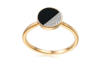 Prsteň s diamantmi a čiernym achátom IZBR1054