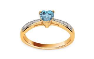 Prsteň s topásovým srdcom 0,30 ct a diamantmi, 14K BSBR025