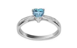 Prsteň s topásovým srdcom 0,30 ct a diamantmi BSBR025A