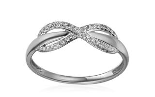 Prsteň z bieleho zlata s diamantmi 0.090 ct Infinity IZBR465A