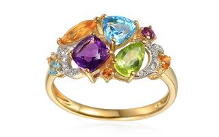 Prsteň zo žltého zlata s drahokamami Milena IZBR619