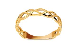 Prsteň zo žltého zlata s prepletaným vzorom IZ15707