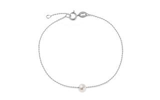 Romantický náramok s prírodnou perlou 6 mm, biele zlato 14K IZ28910A