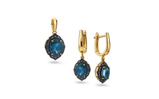 Set s london blue topásom a čiernymi diamantmi Nova KU1662S