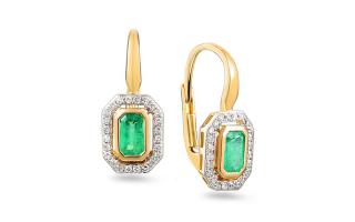 Smaragdové náušnice 0,600 ct s diamantmi IZBR086N