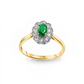 Smaragdový prsteň 0,510 ct s diamantmi IZBR308S