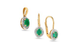 Smaragdový set 0,62 ct Kayia, žlté zlato, 14K IZBR091YSS