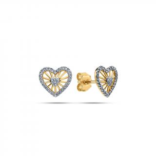 Srdiečkové napichovacie náušnice s diamantmi Swan KU2154
