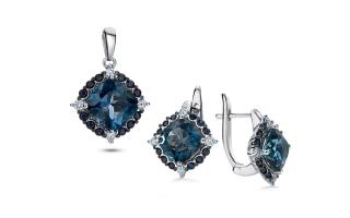 Súprava s london blue topásom a zafírmi Harmony KU2056S