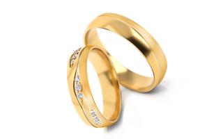 Svadobné obrúčky v žltom zlate s diamantmi, 5mm STOBR287Y