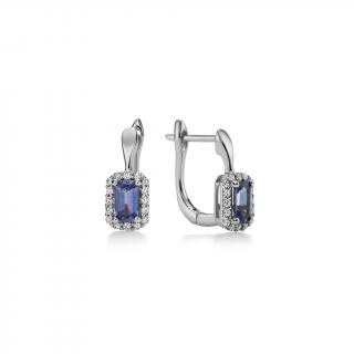 Tanzanitové náušnice 0,56ct s diamantmi Scoit, biele zlato KU3082A