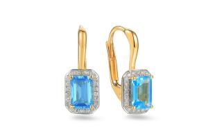 Topásové náušnice 1,36 ct s briliantmi Skye, žlté zlato IZBR895YN