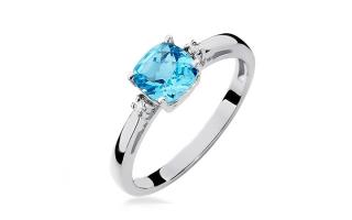 Topásový prsteň 0,70 ct s diamantmi, biele zlato BSBR024A