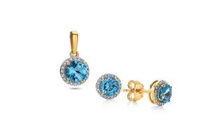 Topásový set náušníc a prívesku 1,77 ct s briliantmi KU2054S