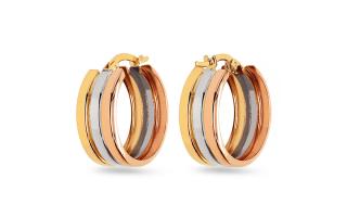 Trojfarebné kruhové náušnice 2 cm, šírka 8 mm IZ26222