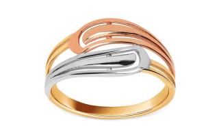 Trojfarebný zlatý prsteň IZ16134B