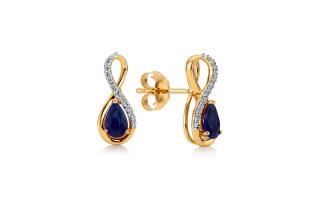 Zafírové náušnice 0,60 ct s briliantmi Elle, žlté zlato KU1489Z