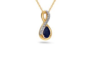 Zafírový prívesok 0,39 ct s briliantmi Elle, žlté zlato KU1489ZP