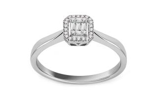 Zásnubný prsteň z bieleho zlata s baguette diamantmi 0.090 ct Esme KU1041A