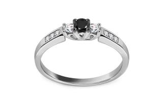 Zásnubný prsteň z bieleho zlata s čiernym a čírymi diamantmi 0.240 ct Ilanna KU215B