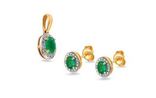 Zlatá smaragdová súprava s diamantmi Kayia IZBR091SSHR