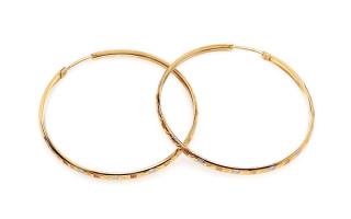 Zlaté kombinované kruhové náušnice s gravírom 4,5 cm IZ24838