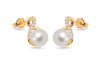 Zlaté napichovacie perlové náušnice so zirkónmi Zarah 7,5 mm IZ12168N
