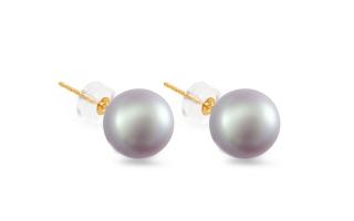 Zlaté náušnice s fialovými perlami PE08L