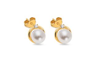 Zlaté perlové náušnice so zirkónom Daila 6,5 mm IZ12166